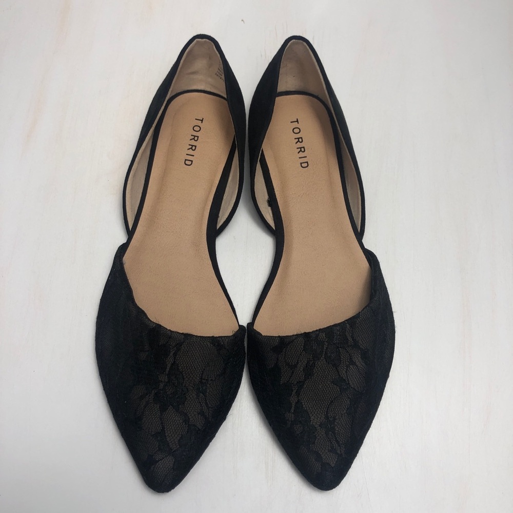 Torrid Black Lace Flats Size 10 Wide